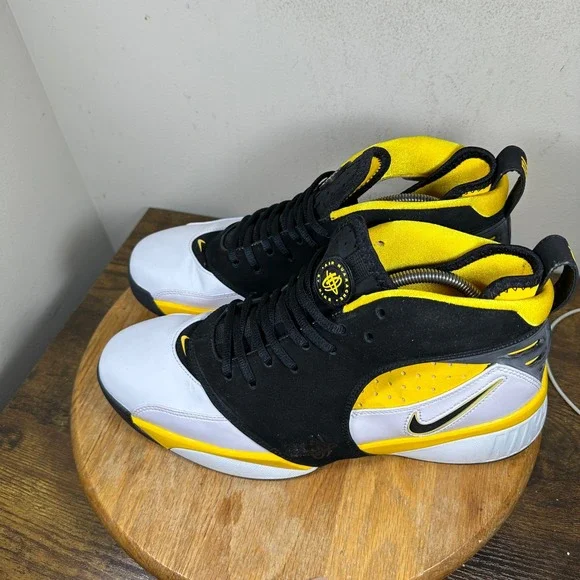 Nike Air Huarache 64 Elite Black White Yellow Shoes 313386-102 Mens 12